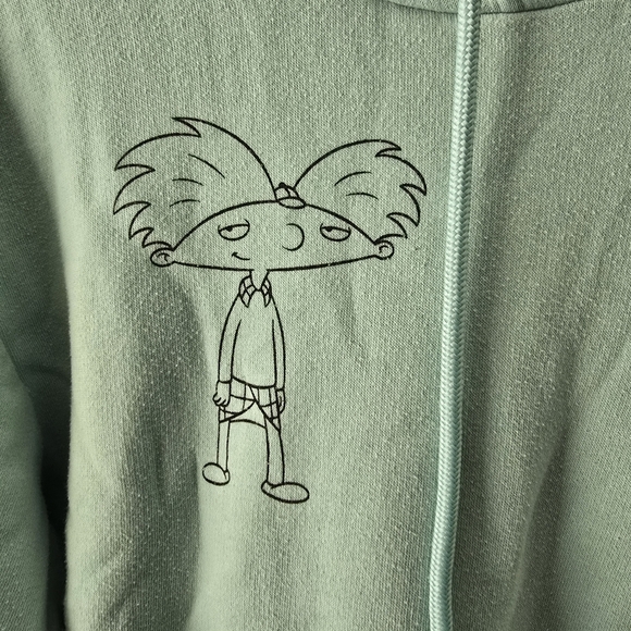 Mens Nickelodeon Sweatshirt Hey Arnold! Green Hoodie - Picture 4 of 7
